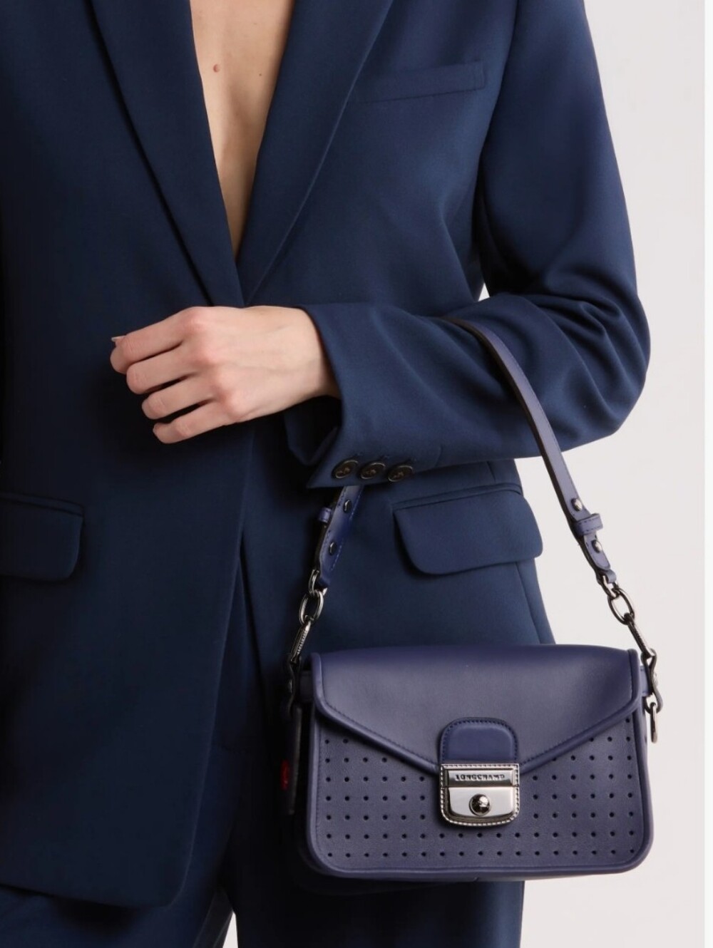 Longchamp Mademoiselle Small Perforated Shoulder Bag